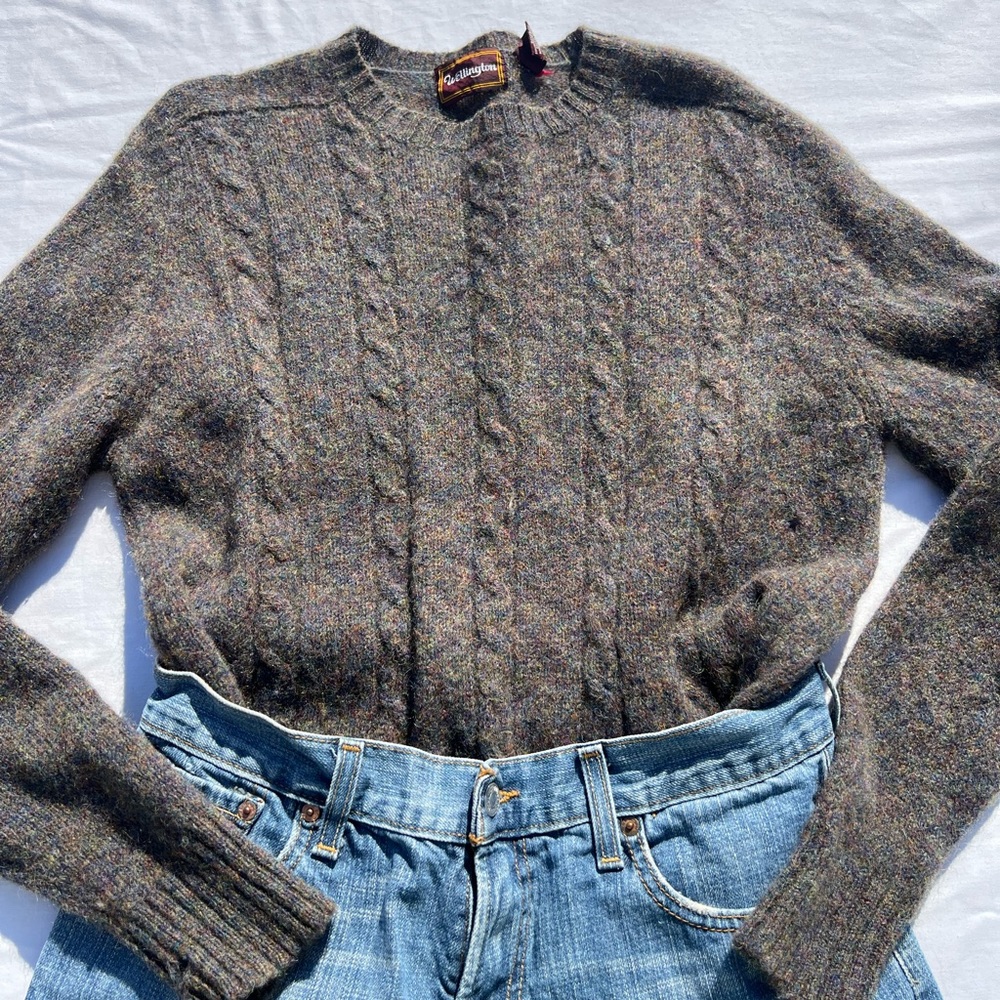 Mutlicolored 100% Wool Cableknit Sweater